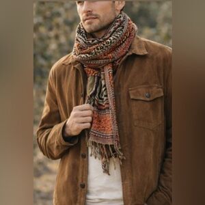 Vintage 1990s Animal Print Patchwork Shawl Scarf Wrap Fringe Lightweight men